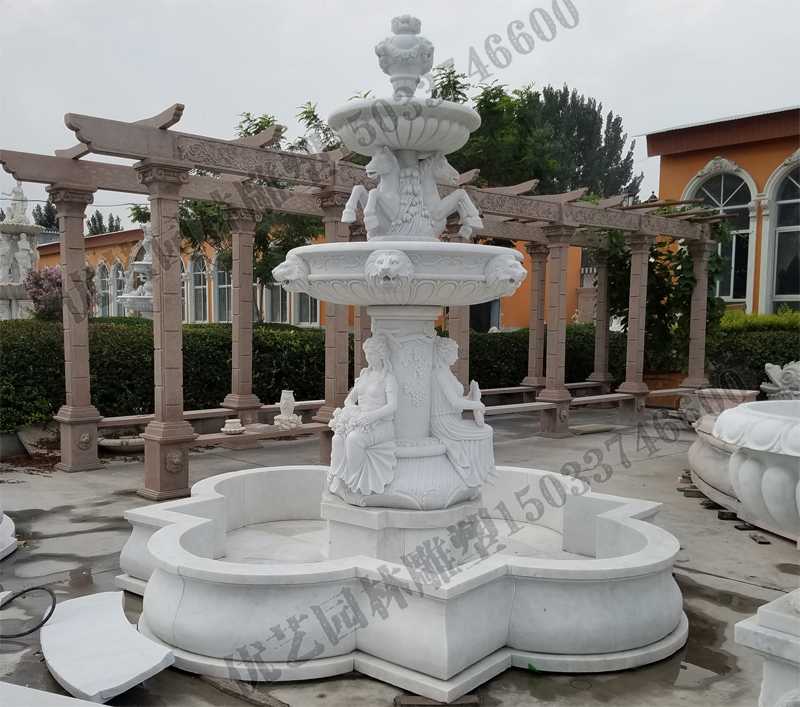 大理石噴泉，歐式人物動(dòng)物噴泉，室外景觀噴泉定制