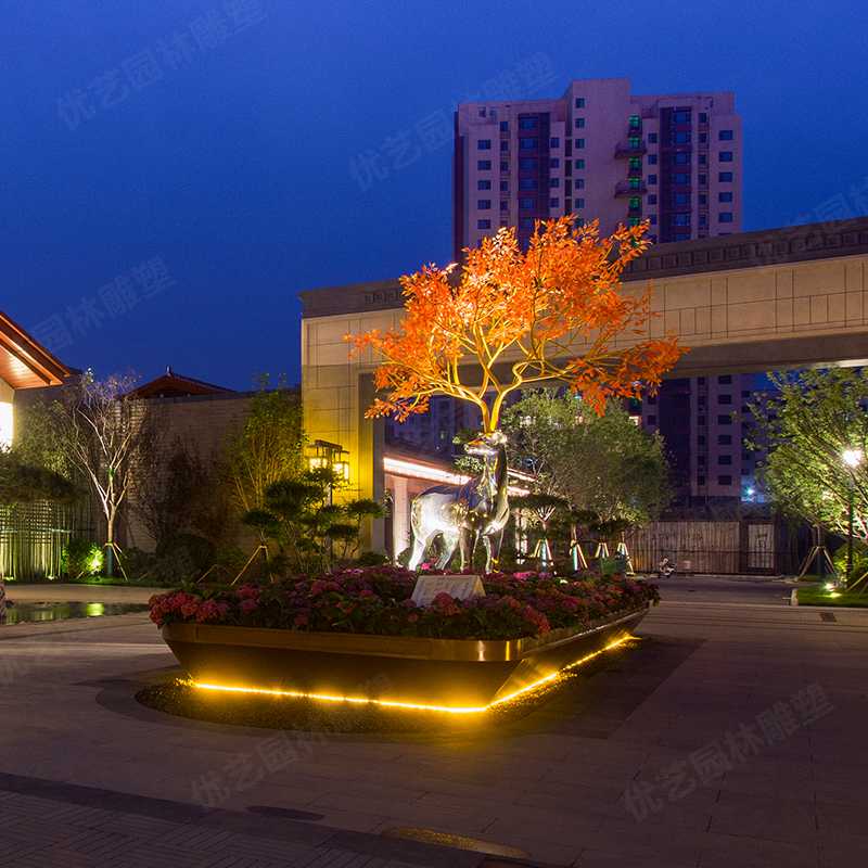 不銹鋼鹿，不銹鋼雕塑廠家，定制不銹鋼雕塑