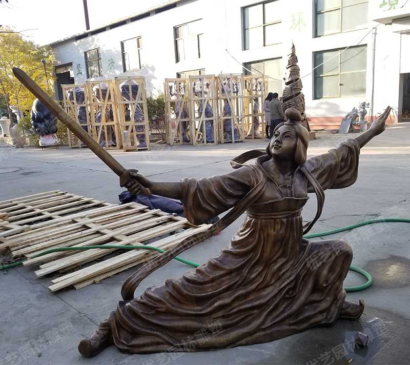 銅人物雕塑，公孫大娘銅雕塑